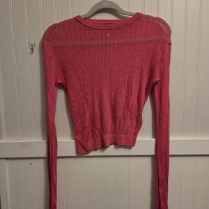 Free People H2O Crew Neck Sheer Hibicus Pink Knit Top